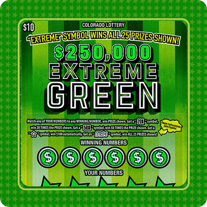 $250,000 Extreme Green scratch-off ticket