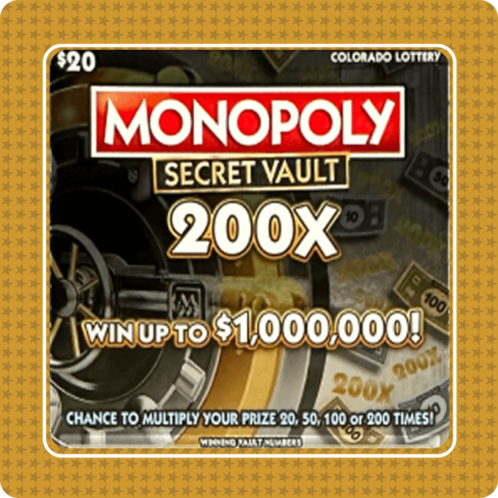 Monopoly Secret Vault 200X scratch-off ticket