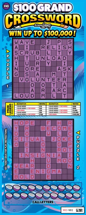 $100 Grand Crossword scratch-off ticket
