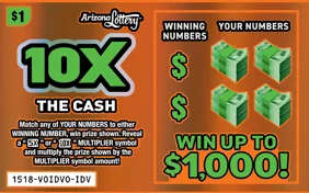 10X The Cash scratch-off ticket