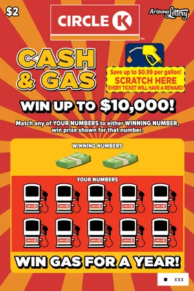 Circle K Cash and Gas scratch-off ticket