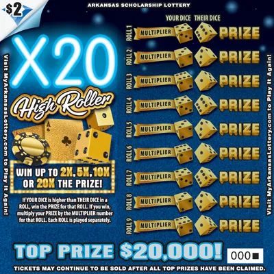 X20 High Roller Arkansas scratch-off ticket