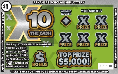 X10 the Cash Arkansas scratch-off ticket