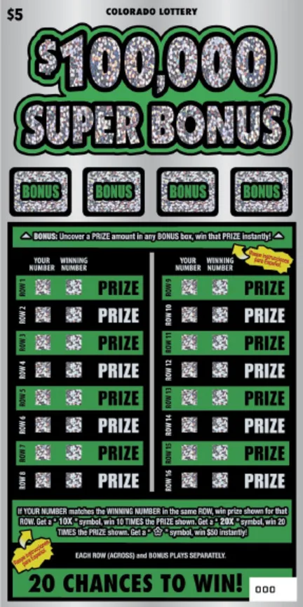 $100,000 Super Bonus Colorado scratch-off ticket