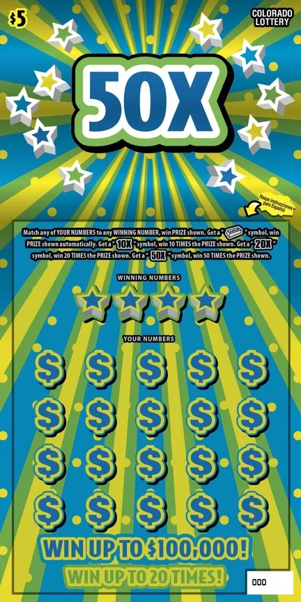 50X Colorado scratch-off ticket