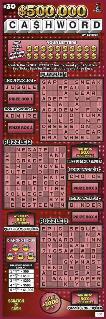 $500,000 CASHWORD 2nd EDITION