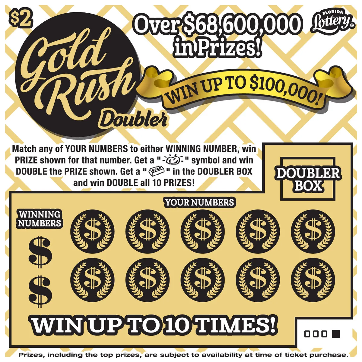 $2 GOLD RUSH DOUBLER