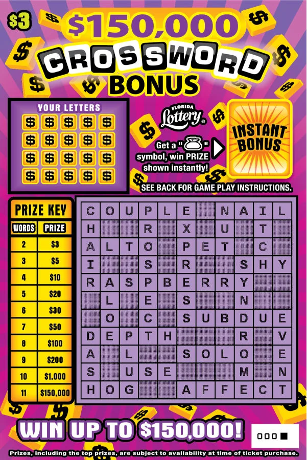 $150,000 CROSSWORD BONUS Florida scratch-off ticket