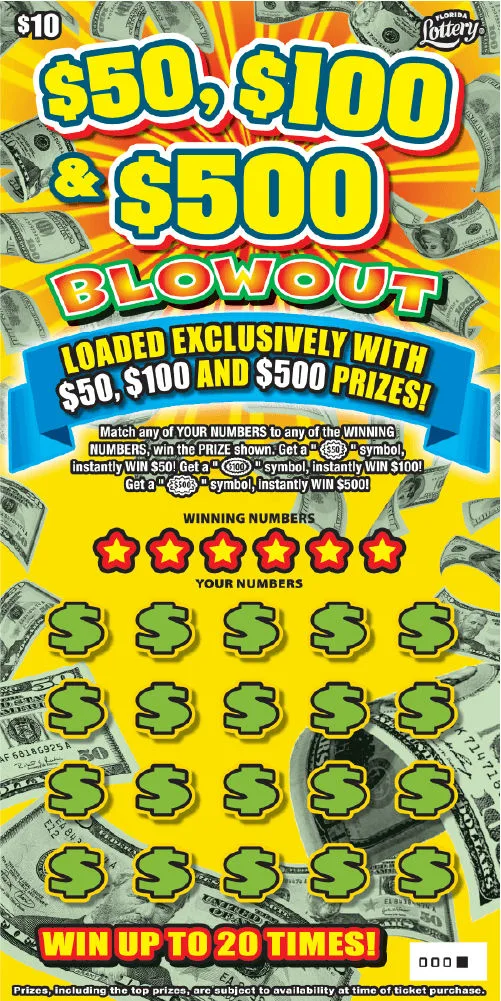 $50, $100 & $500 BLOWOUT Florida scratch-off ticket