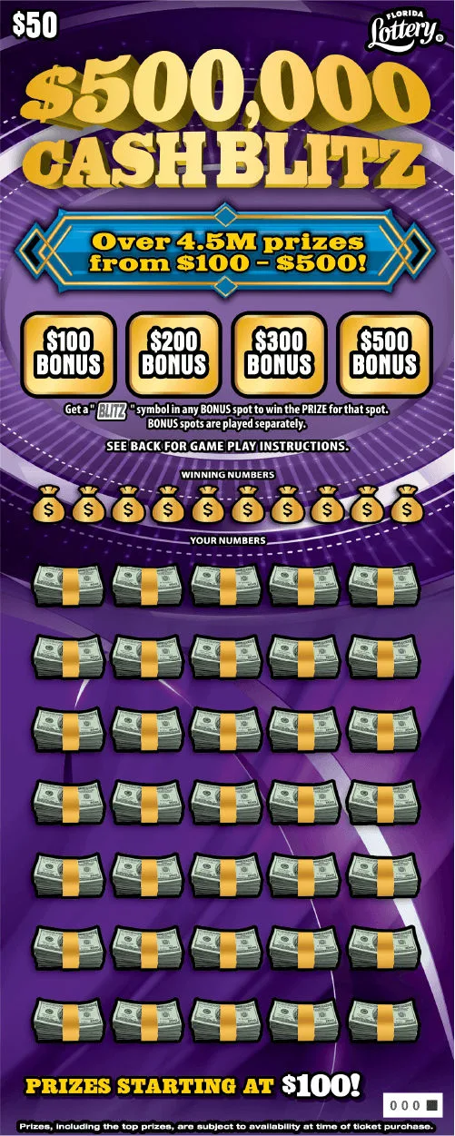 $500,000 CASH BLITZ Florida scratch-off ticket