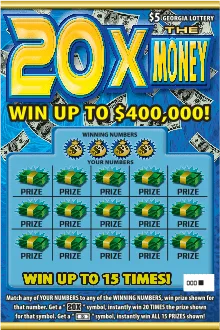 20X THE MONEY (#1421) Georgia scratch-off ticket