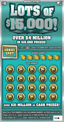 LOTS OF $15,000! Georgia scratch-off ticket