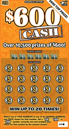 $600 CASH Georgia scratch-off ticket