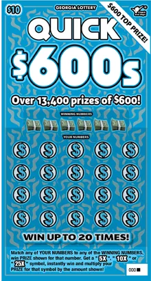 QUICK $600s Georgia scratch-off ticket
