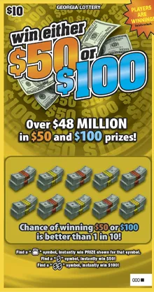 Win Either $50 or $100 (#1799) Georgia scratch-off ticket