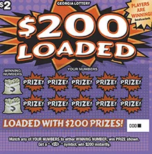 $200 LOADED Georgia scratch-off ticket