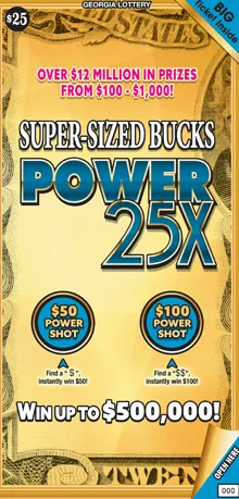 SUPER-SIZED BUCKS POWER 25X Georgia scratch-off ticket
