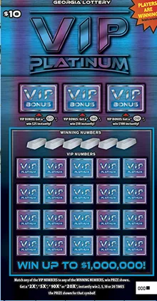 VIP PLATINUM Georgia scratch-off ticket