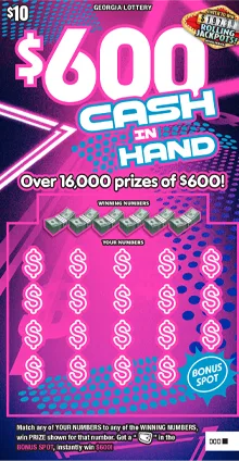 $600 CASH IN HAND Georgia scratch-off ticket