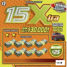 15Xtra Georgia scratch-off ticket