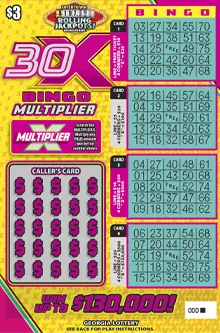 30X BINGO MULTIPLIER Georgia scratch-off ticket