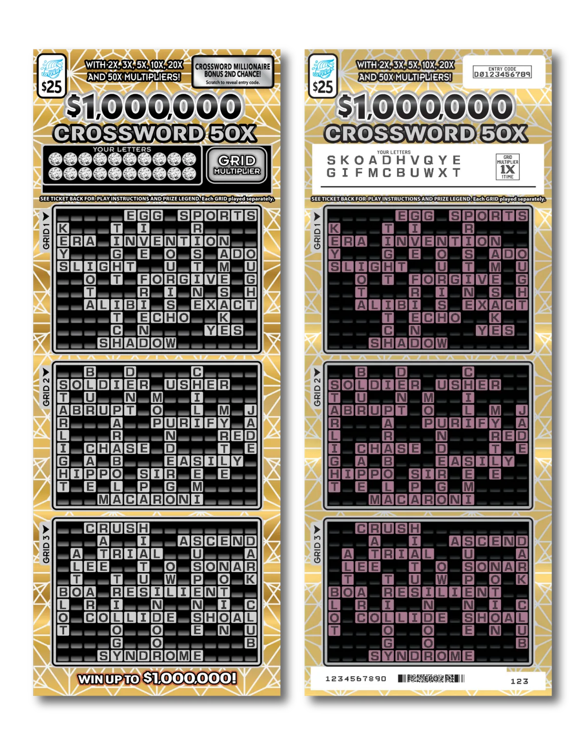 $1,000,000 Crossword 50X (#7665) Illinois scratch-off ticket