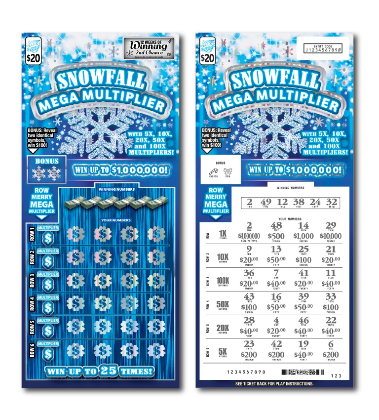 Snowfall Mega Multiplier Illinois scratch-off ticket