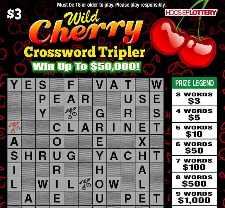 Wild Cherry Crossword Tripler Indiana scratch-off ticket
