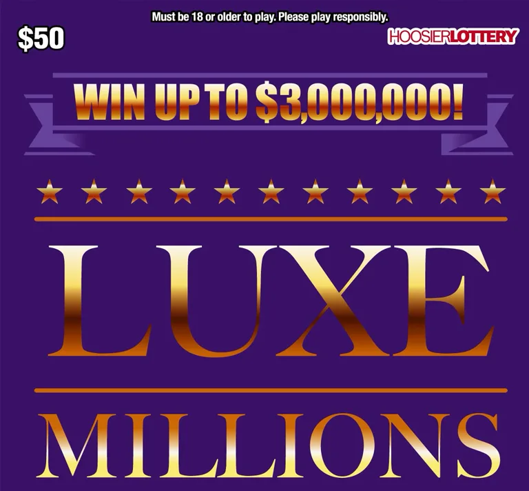 LUXE MILLIONS Indiana scratch-off ticket