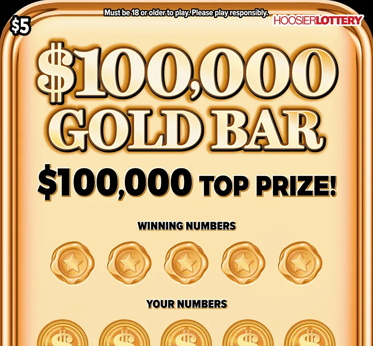$100,000 GOLD BAR Indiana scratch-off ticket