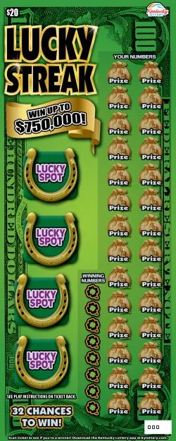 Lucky Streak Kentucky scratch-off ticket