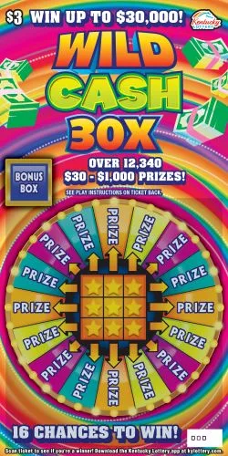 Wild Cash 30X Kentucky scratch-off ticket