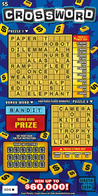 CROSSWORD Maine scratch-off ticket