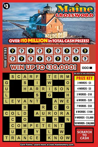 MAINE CROSSWORD Maine scratch-off ticket