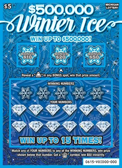 $500,000 Winter Ice Michigan scratch-off ticket