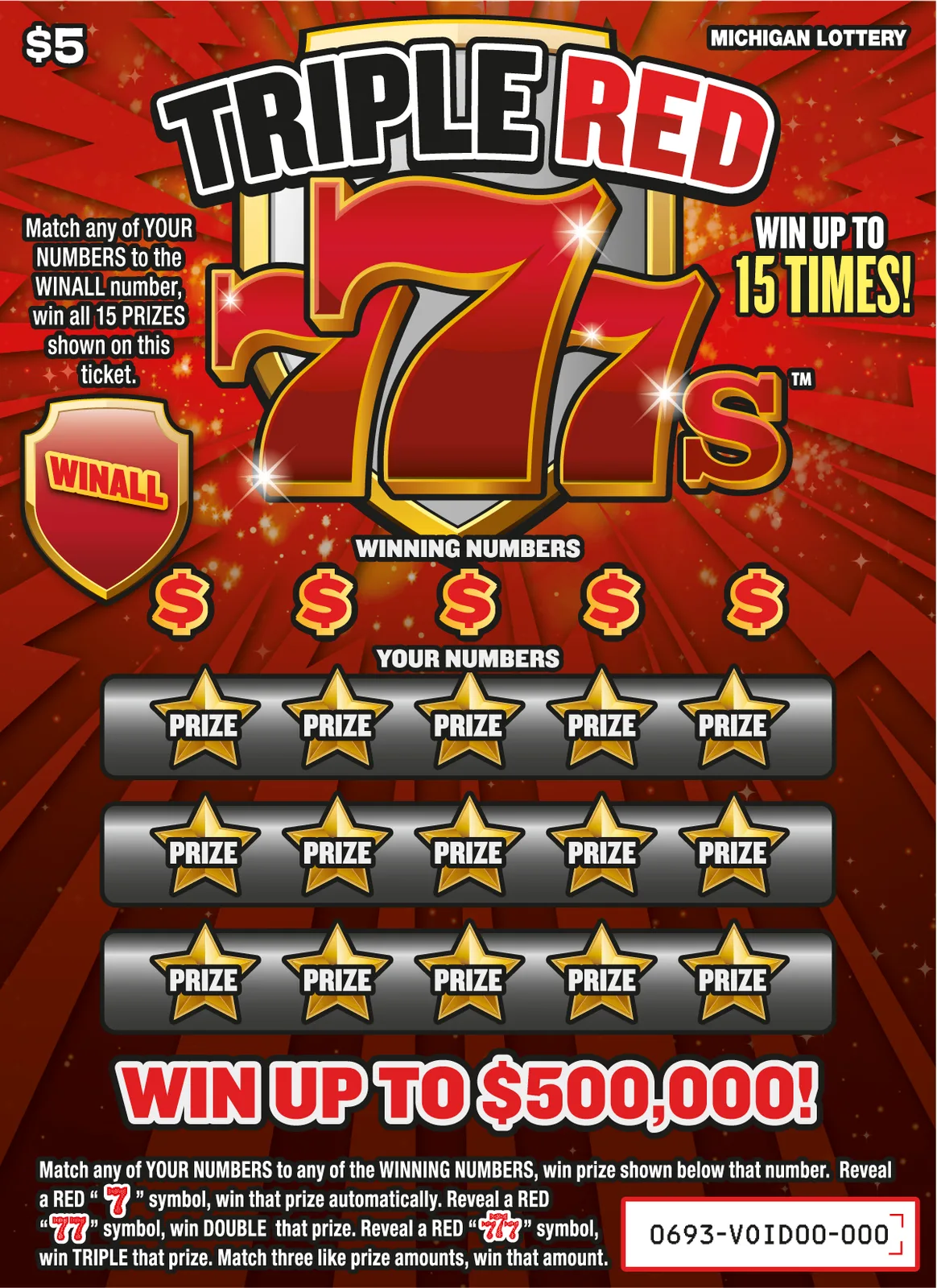 Triple Red 777s Scratch-Off Odds & Remaining Prizes (Michigan ...