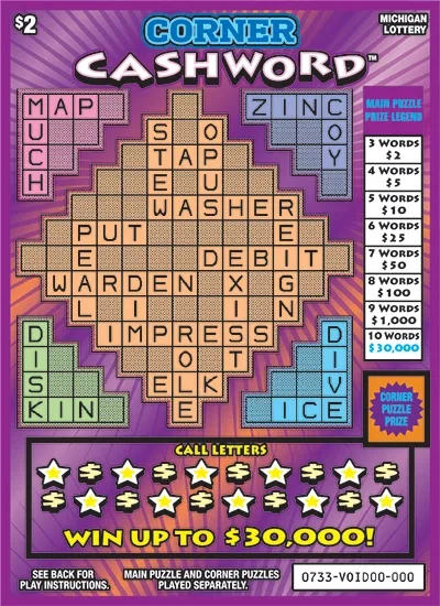 Corner Cashword Michigan scratch-off ticket