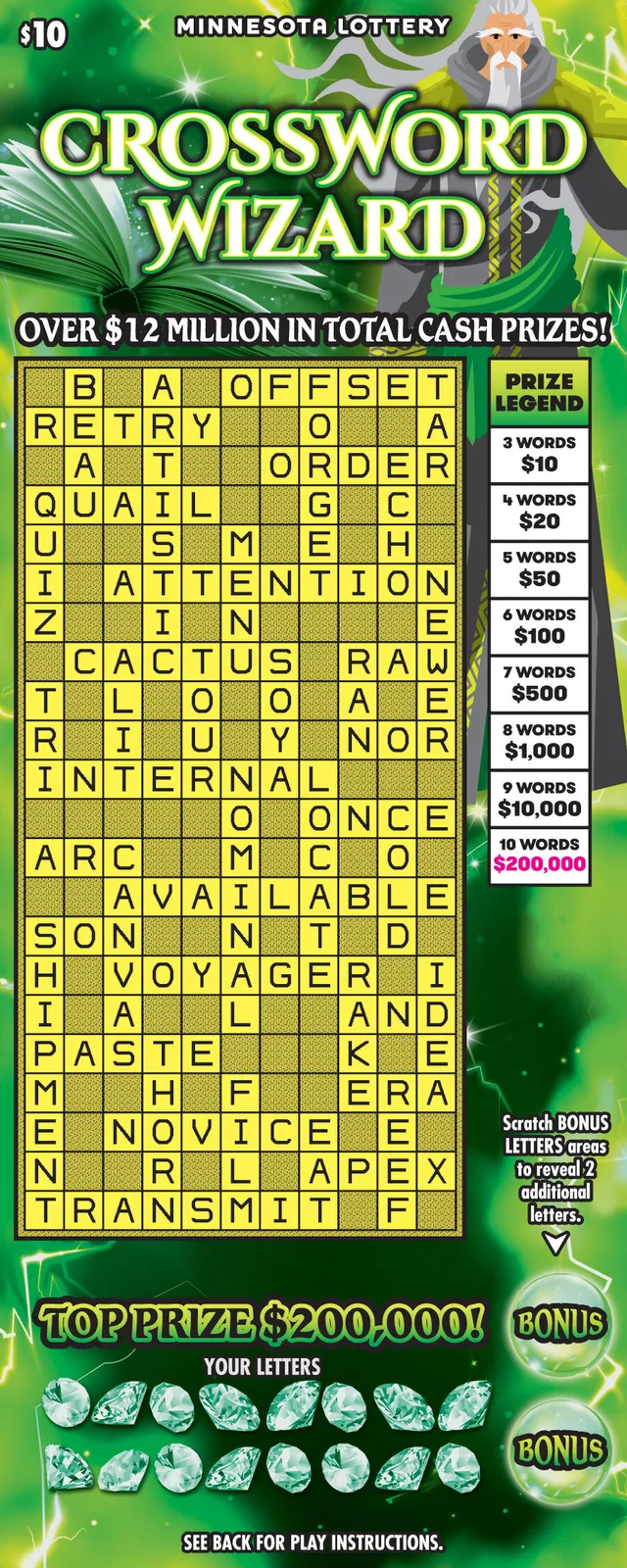 CROSSWORD WIZARD Minnesota scratch-off ticket