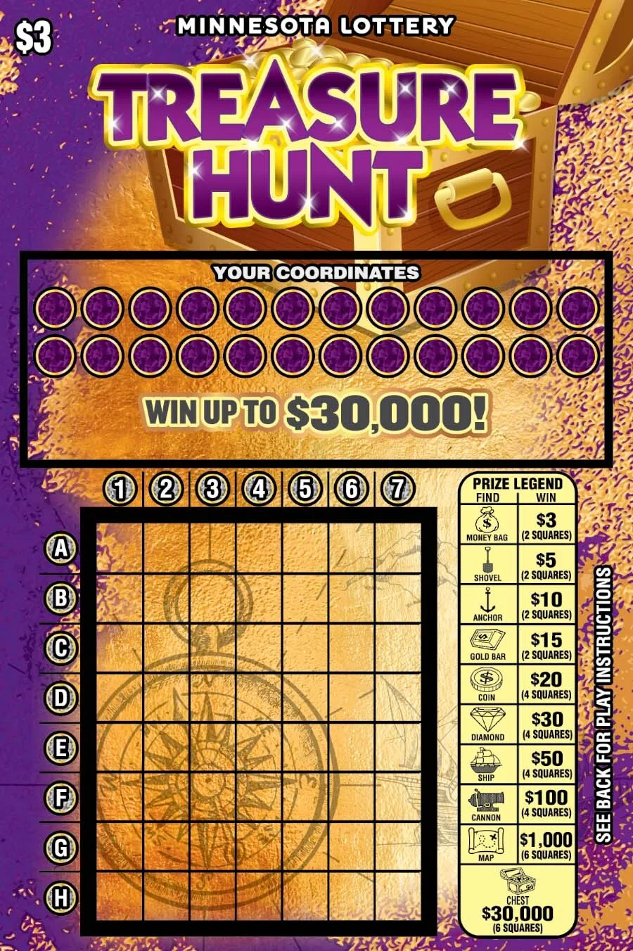 TREASURE HUNT Minnesota scratch-off ticket