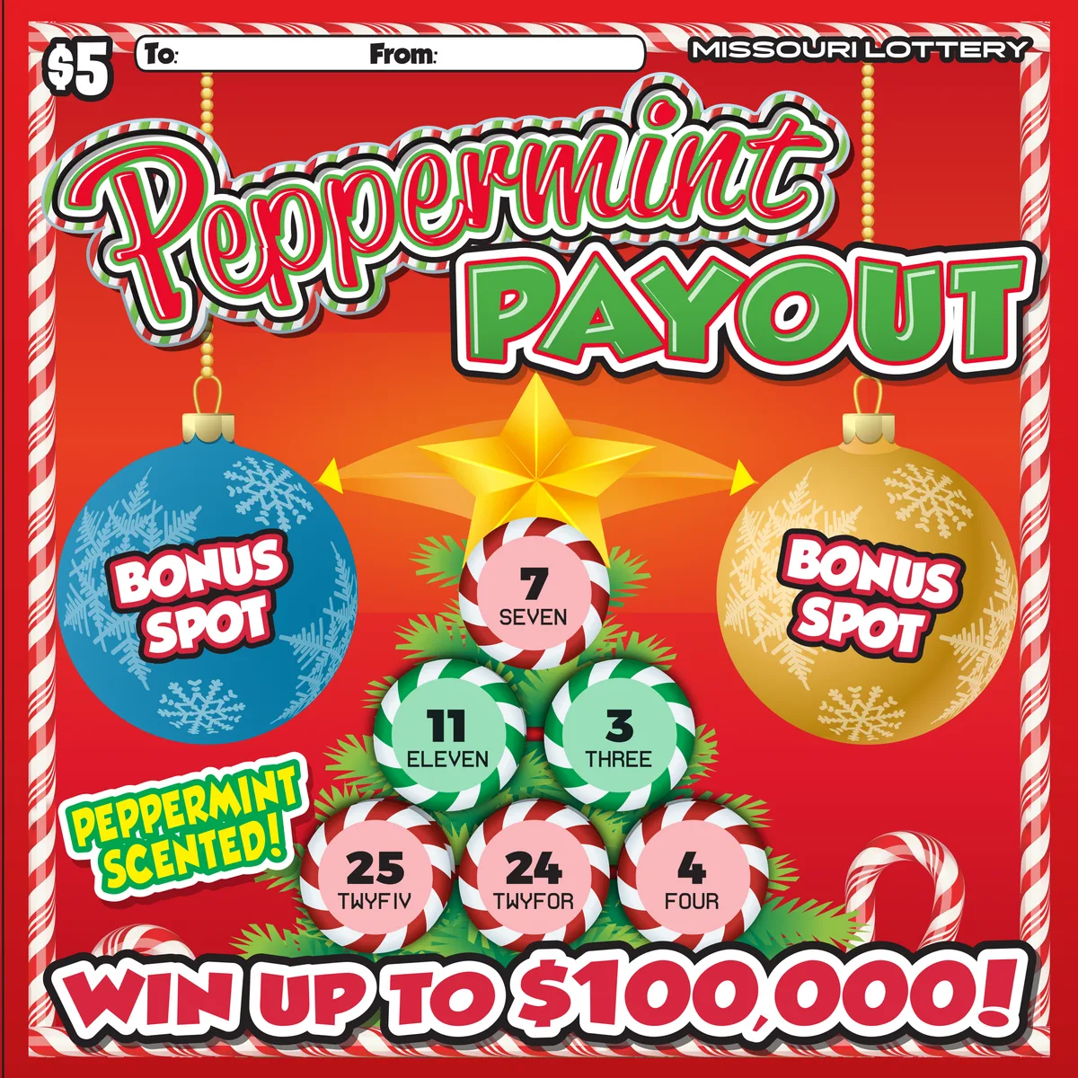 PEPPERMINT PAYOUT Missouri scratch-off ticket