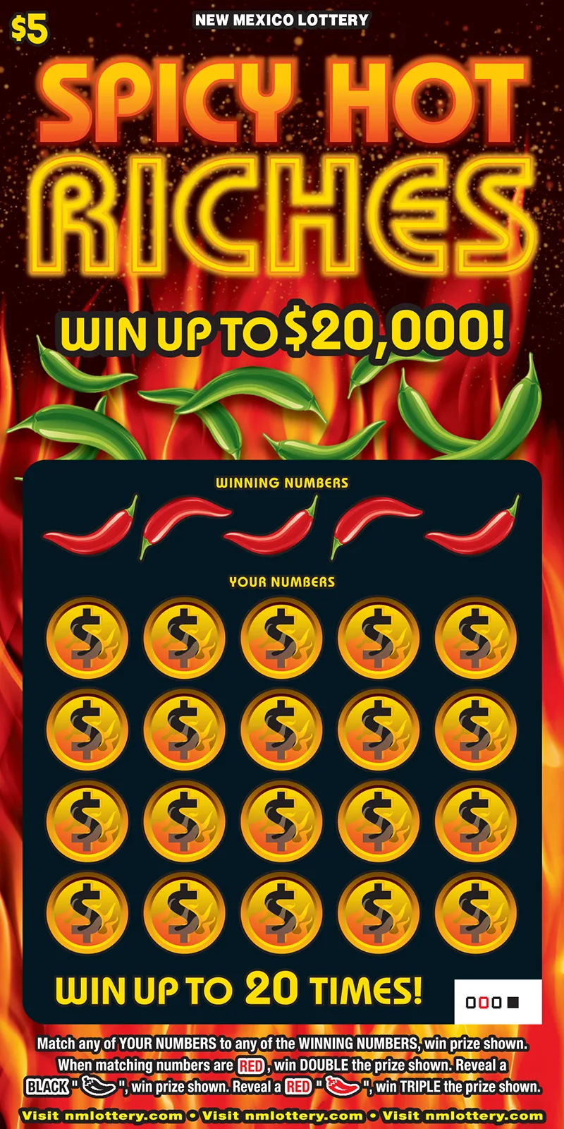 Spicy Hot Riches New Mexico scratch-off ticket