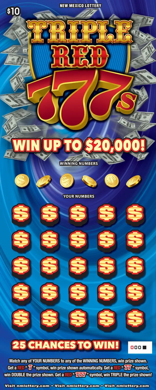 Triple Red 777s New Mexico scratch-off ticket