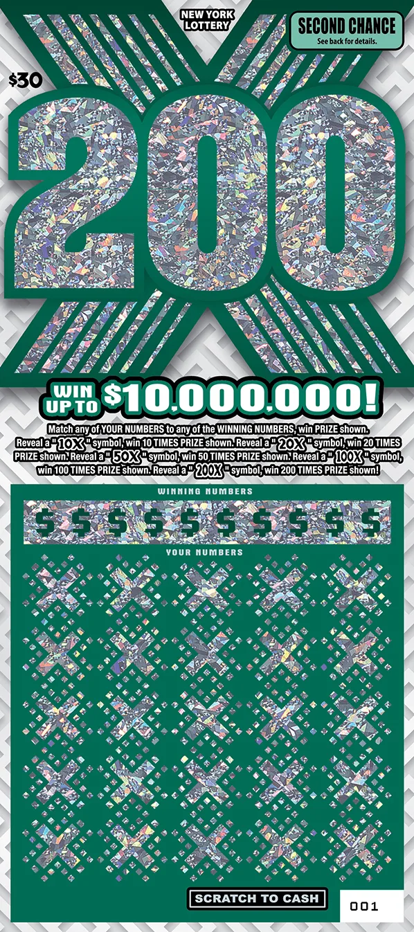 X SERIES: 200X New York scratch-off ticket