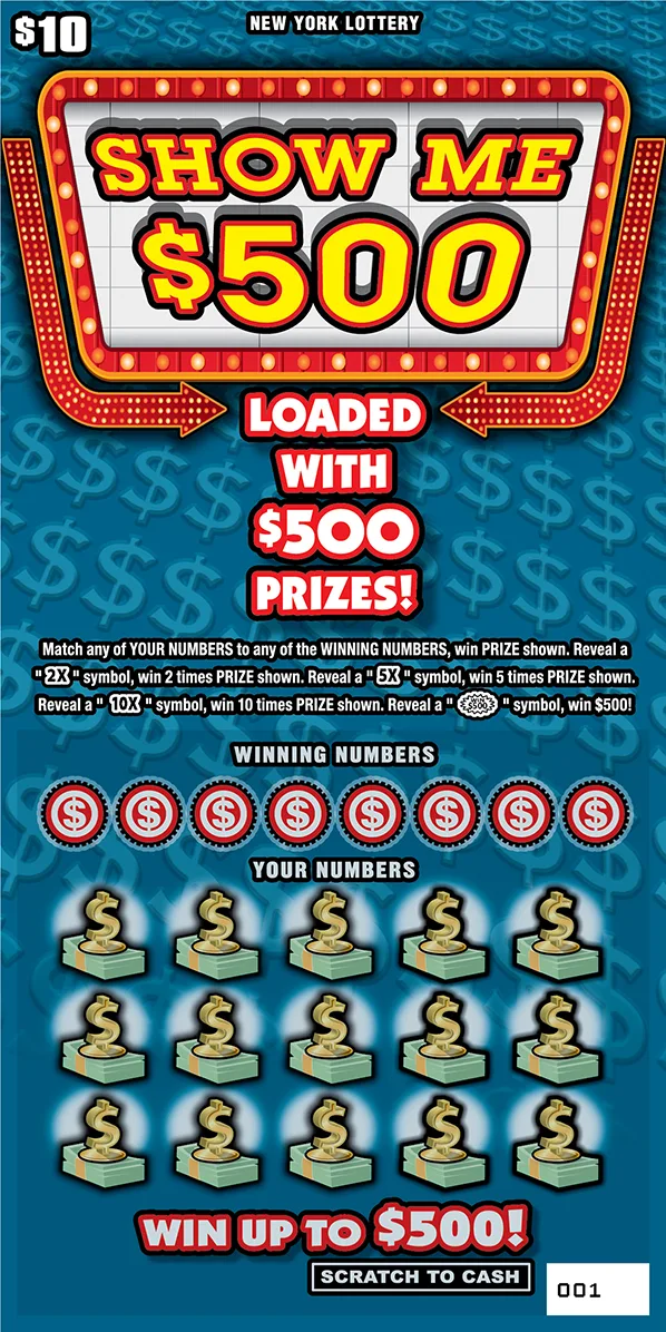 SHOW ME $500 New York scratch-off ticket