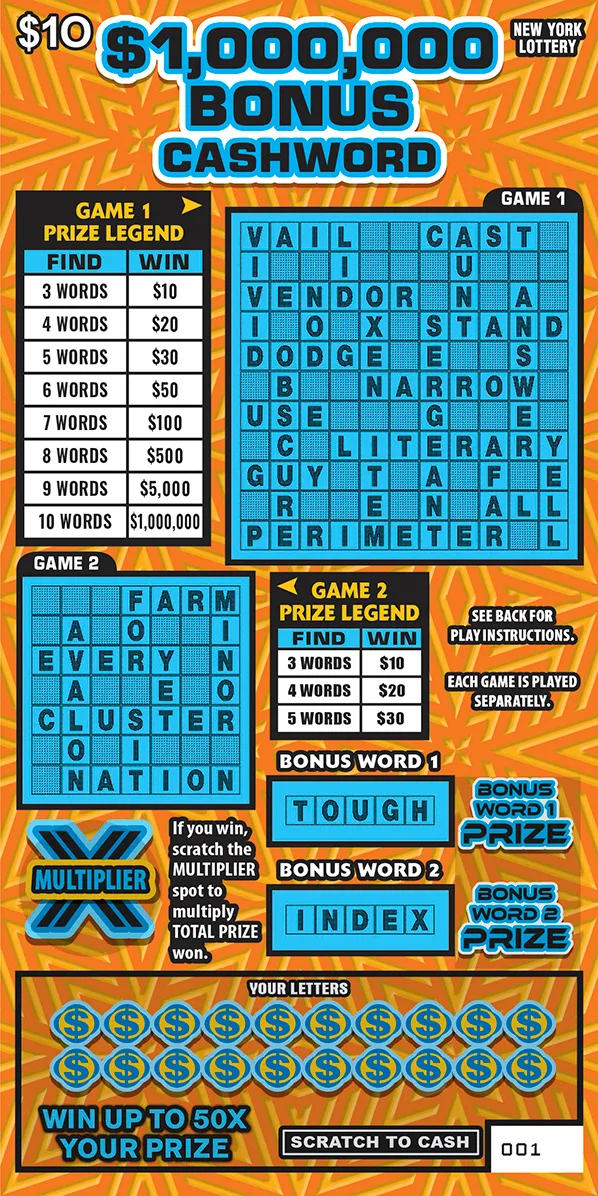 $1,000,000 BONUS CASHWORD
