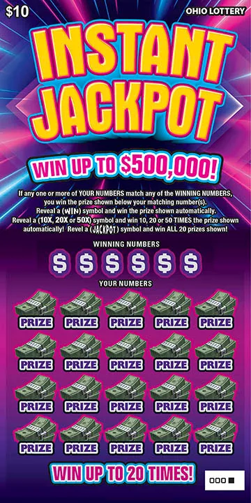 Instant Jackpot Ohio scratch-off ticket