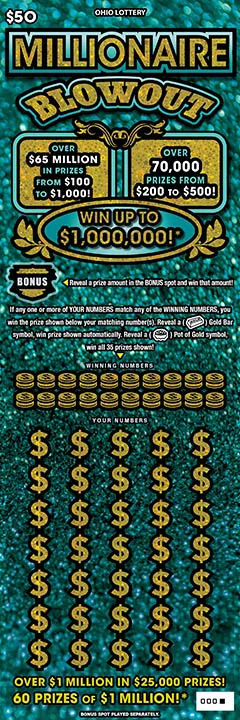Millionaire Blowout Ohio scratch-off ticket