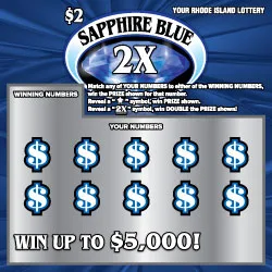 SAPPHIRE BLUE 2X Rhode Island scratch-off ticket