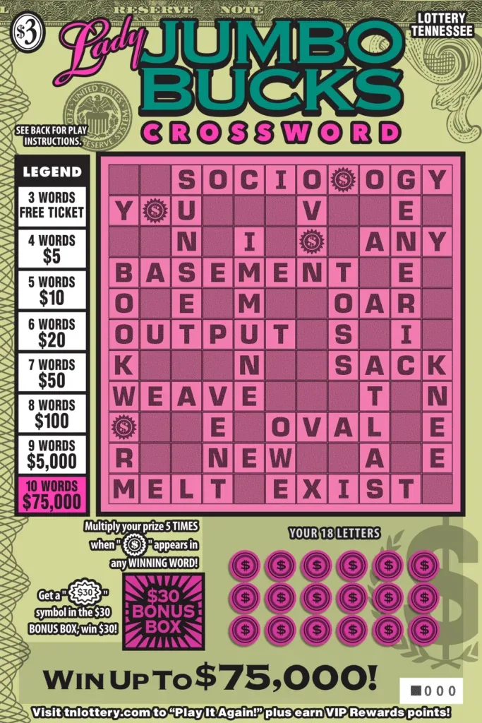 Lady Jumbo Bucks Crossword