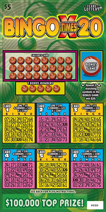 Bingo Times 20 Texas scratch-off ticket
